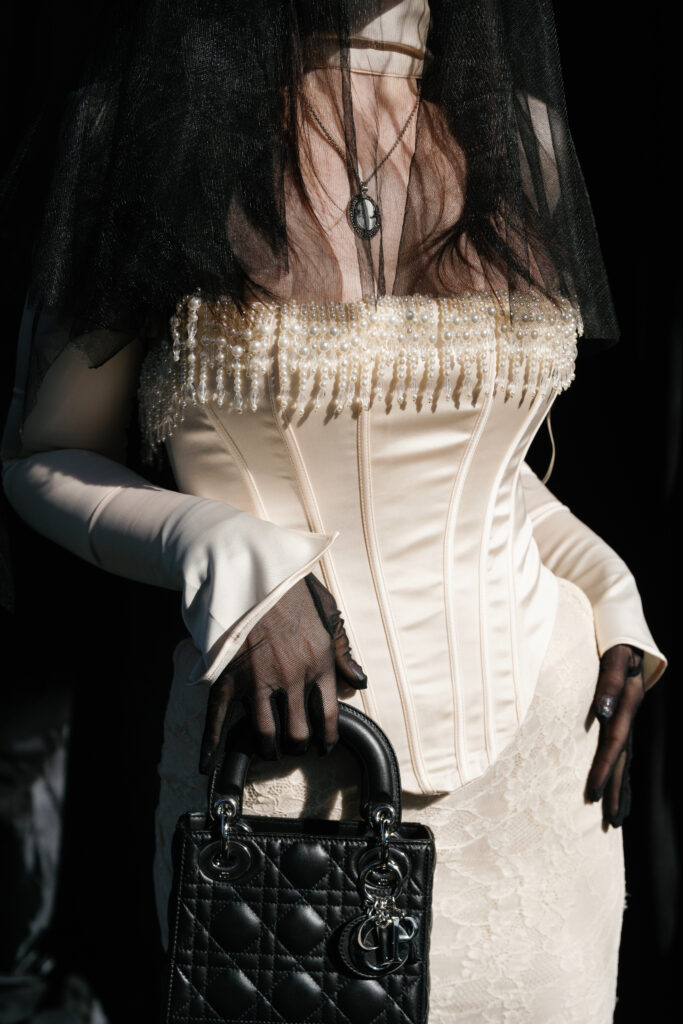 dior, dior purse, luxury event, pearl corset
