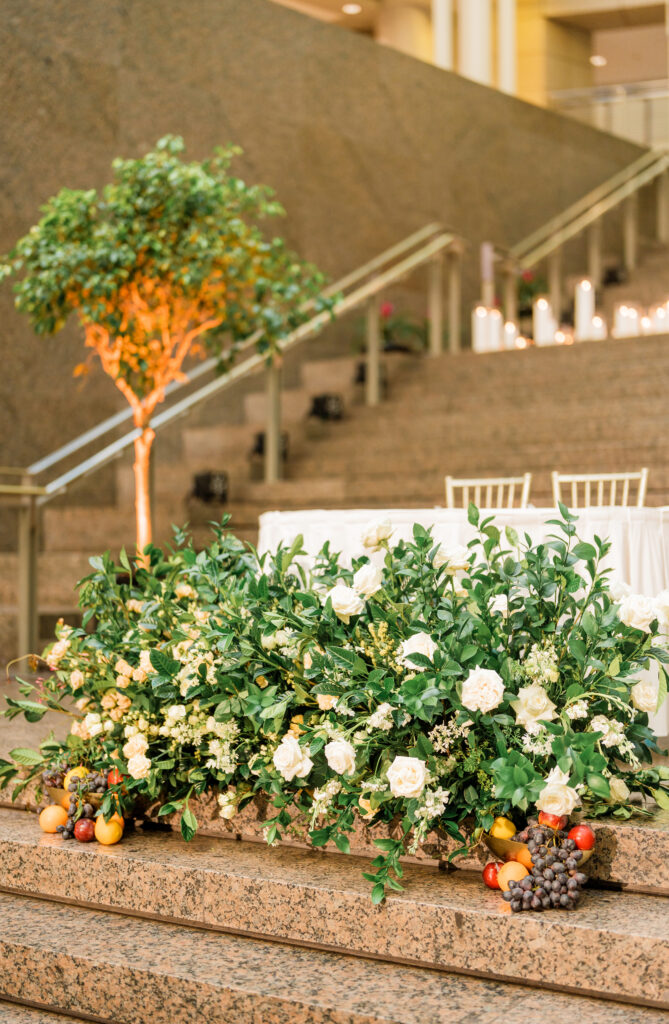 national cathedral wedding, ghanaian wedding, ghanaian wedding, washington d.c. wedding, wedding florals, green and white wedding florals, sweet heart table, reagan building wedding