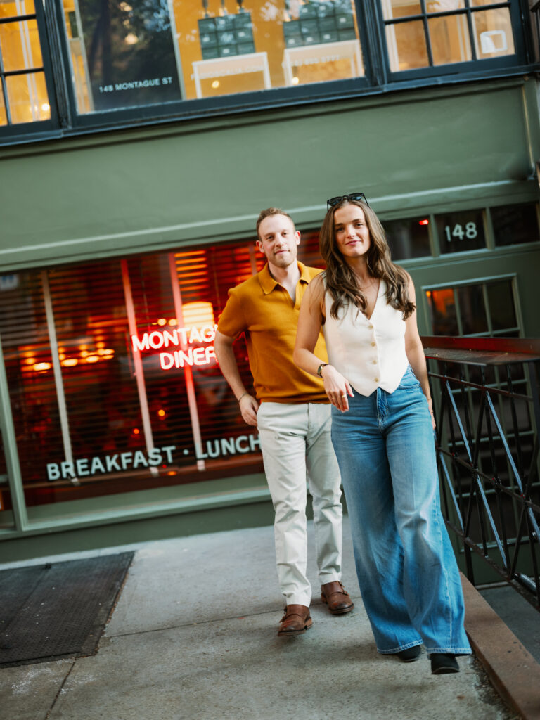 nyc engagement shoot, new york engagement shoot, laid back engagement shoot, montague diner