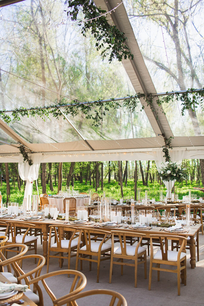 wedding, wedding design, virginia wedding, tented wedding, outdoor wedding, green and white wedding, private estate wedding, wedding greenery, wedding candles, wedding tablescape