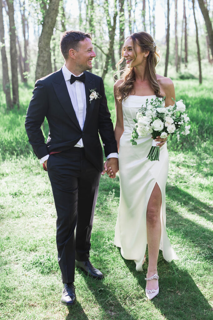 wedding, wedding design, virginia wedding, tented wedding, outdoor wedding, green and white wedding, wedding design, bride and groom, bridal corset dress, white bridal bouquet