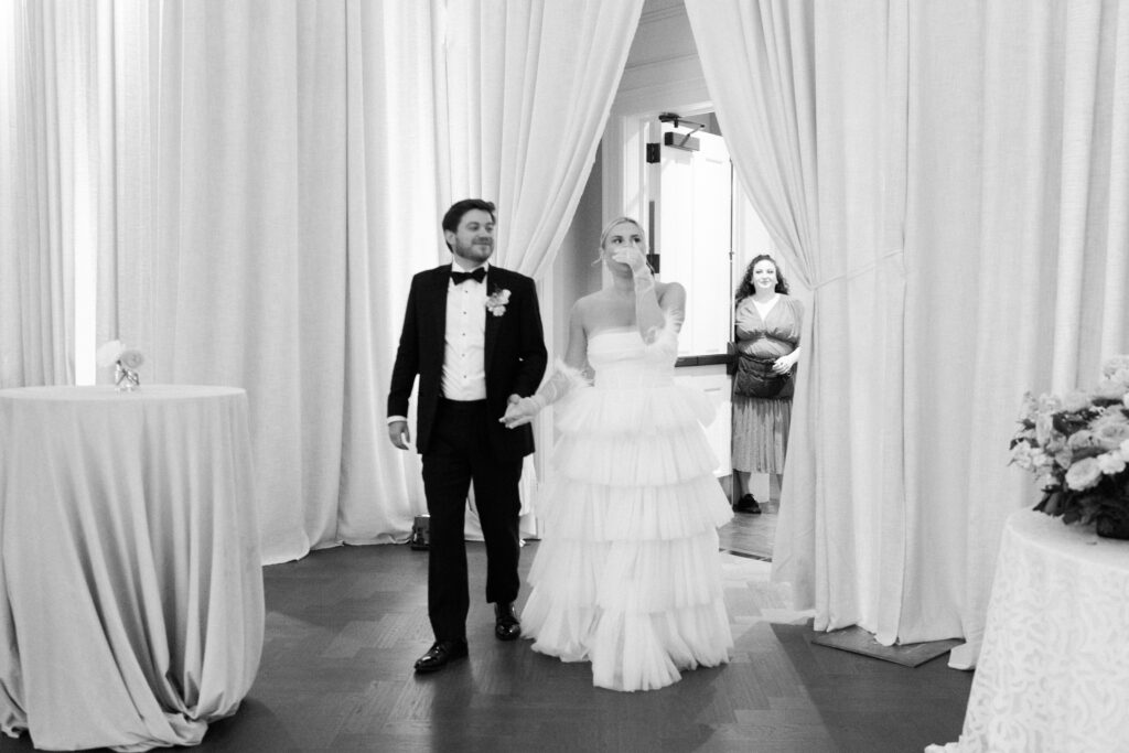 army navy country club wedding, washington d.c. luxury wedding planner and designer, washington d.c. wedding, pink wedding, summer wedding, wedding reception, bride and groom, bridal dress, tulle layered bridal dress, wedding room reveal