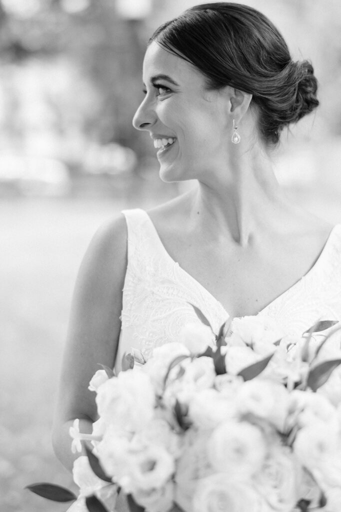 National Museum of Women in the Arts wedding, bridal portrait, black and white bridal portrait