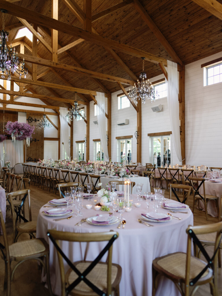 the seclusion wedding, wedding reception, reception white pink flowers, summer wedding, luxury wedding planner, floral ceiling installation, purple wedding flowers