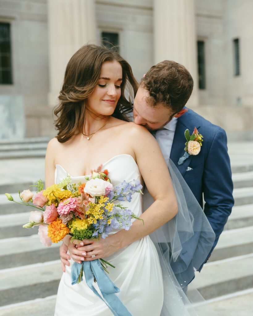 Monochromatic Wedding in Indiana, Indianapolis || bride and groom, bridal bouquet, colorful bridal bouquet, colorful wedding, wedding, library wedding, indoor wedding, indoor reception, indoor ceremony, indiana wedding, library wedding, wedding ceremony, wedding reception, wedding planning, luxury wedding planner, luxury wedding, wedding design and planning, wedding planner, virginia wedding planner, dc wedding planner, maryland wedding planner, international wedding planner, florida wedding planner, destination wedding planner