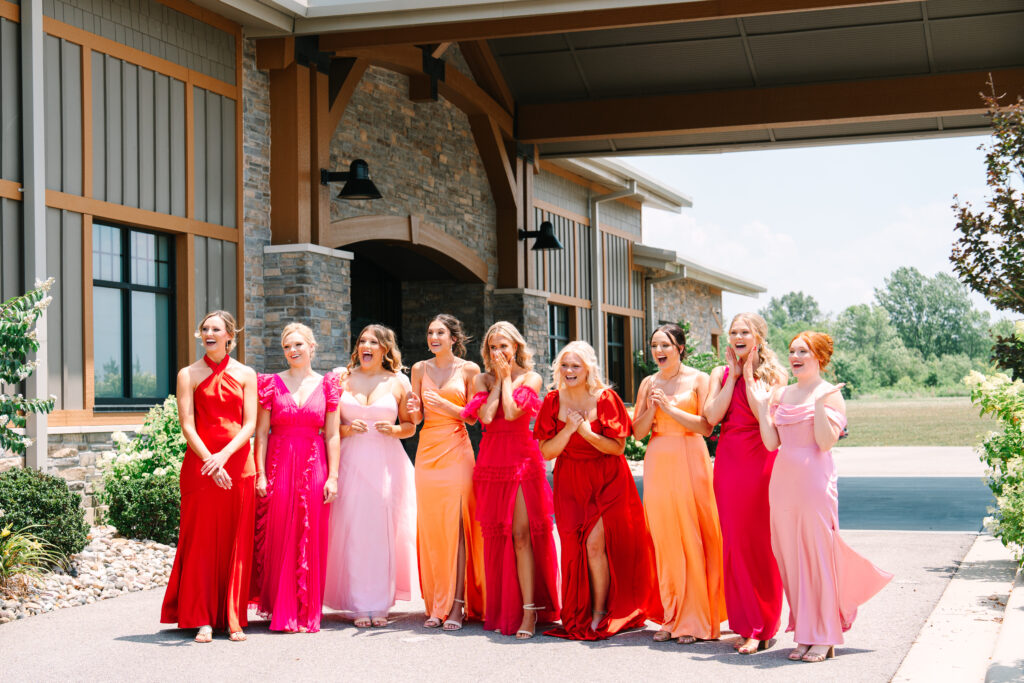 washington dc wedding planner, dmv wedding planner, destination wedding planner, indiana wedding planner, bride and bridesmaids photo ideas, bride and bridesmaids first look, sunset wedding color scheme, bridesmaids dress color scheme idea