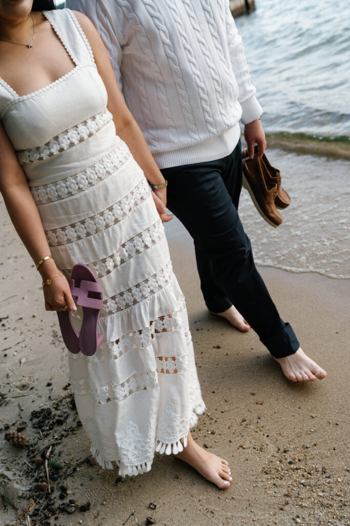 engagement shoot, lake winniesaukee, zimmerman dress, bridal engagement shoot, luxury wedding planner, luxury wedding photographer, hermes heels