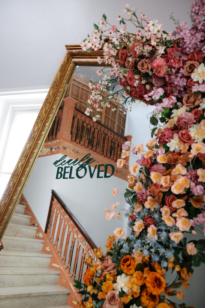 the line hotel washington d.c., wedding planner, dmv wedding planner, wedding welcome sign, wedding florals, fall colorful florals, mirror welcome sign