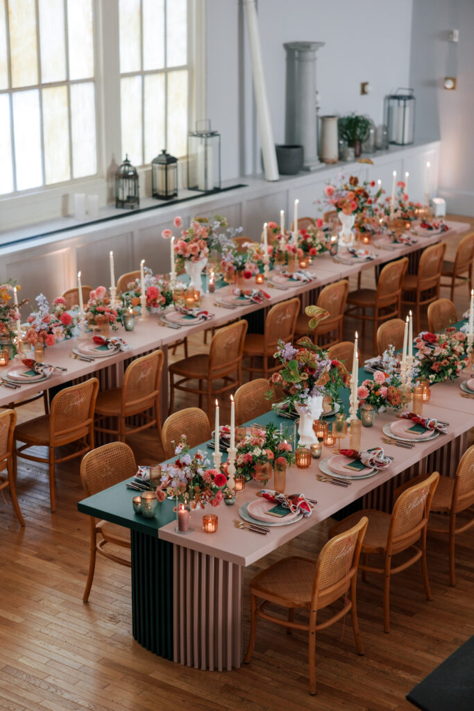 the line hotel washington d.c., wedding planner, dmv wedding planner, wedding florals, colorful wedding florals, flower centerpieces, wedding tablescape, wedding reception, fam event