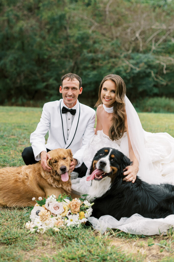 private estate wedding, bride and groom, wedding, luxury wedding planner, luxury wedding, wedding design and planning, wedding planner, bride and groom with dogs