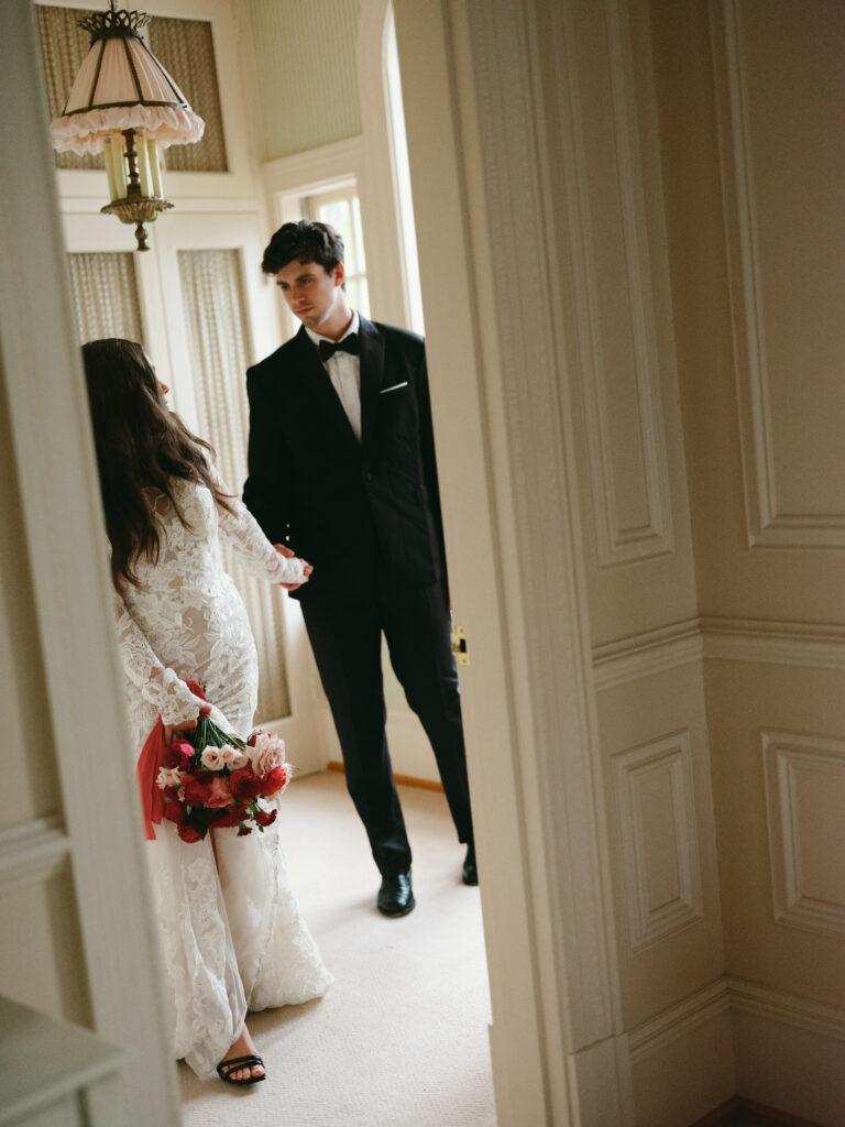 wedding british vogue shoot, bride and groom, bridal dress, bridal bouquet