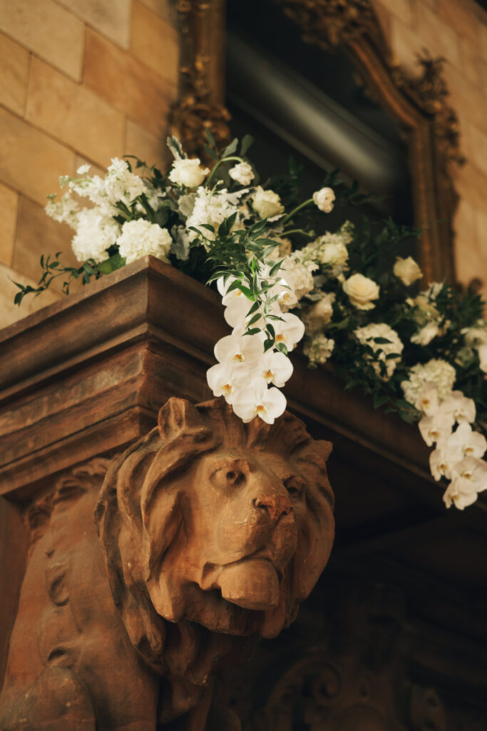 dover hall wedding, wedding reception flowers