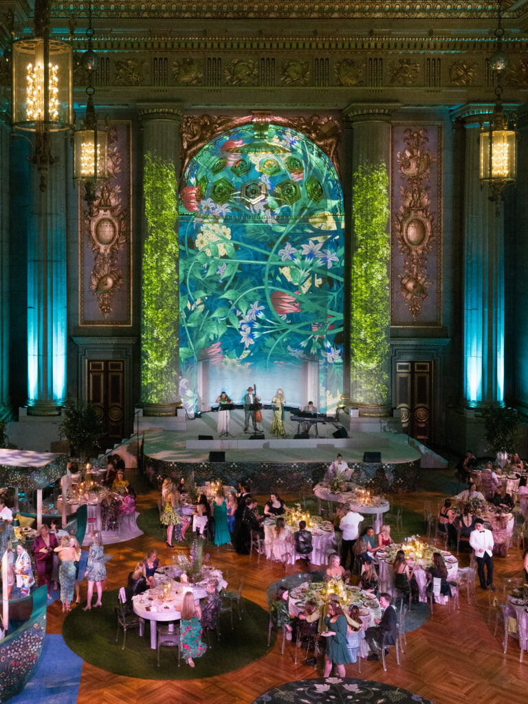erin go glam, mellon auditorium, fairytale wedding, light projection, ridgewells catering