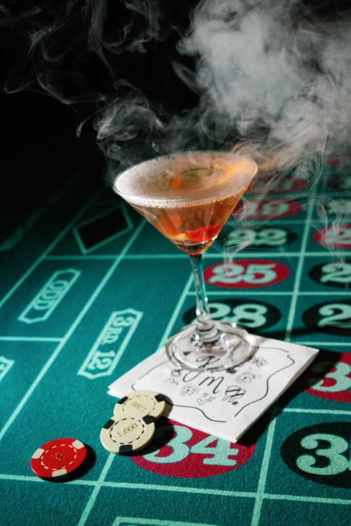 casino wedding, wedding roulette table, vida events wedding, meridian house wedding, signature drink