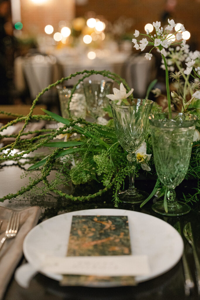 people magazine featured wedding, kobie turner wedding, virginia wedding planner, white and green wedding, vida events wedding, reception tablescape, wedding reception