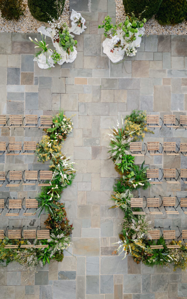 people magazine featured wedding, kobie turner wedding, virginia wedding planner, white and green wedding, vida events wedding, windy aisle, wedding ceremony