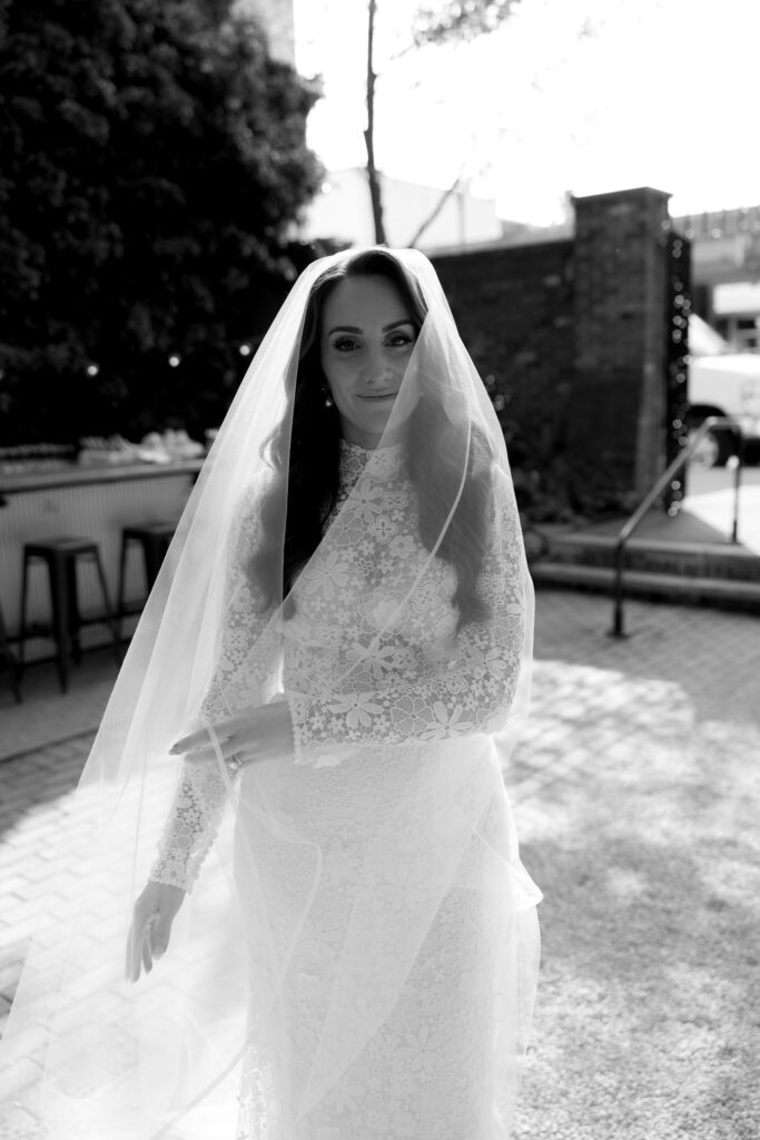 georgetown vosh wedding, ohio wedding, bridal portrait, wedding veil, bride, long sleeve wedding dress