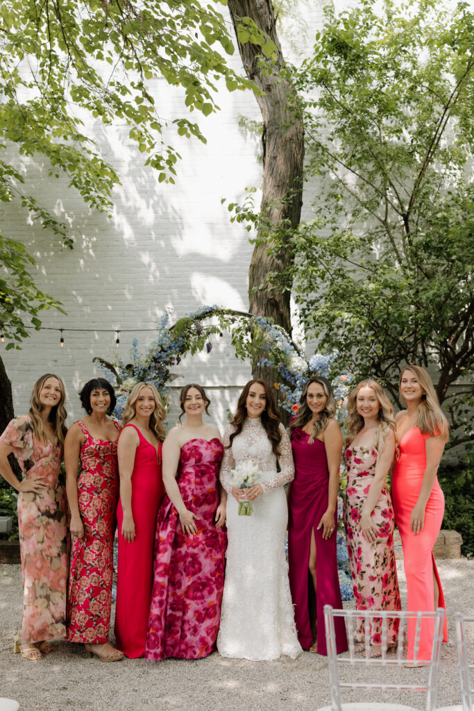 georgetown vosh wedding, ohio wedding, colorful wedding, bride and bridesmaids