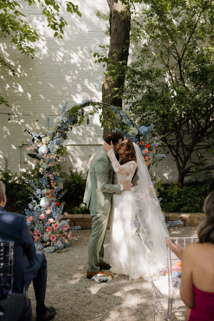 georgetown vosh wedding, ohio wedding, colorful wedding, colorful wedding flowers, wedding ceremony arch
