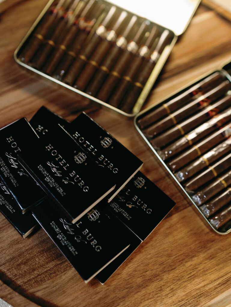 wedding favor, custom matchboxes, cigars, hotel burg, virginia hunt country hotel, hunt country restaurant, leesburg wedding venue, luxury virginia hotel, luxury virginia restaurant, rehearsal dinner restaurant, hunt country welcome party