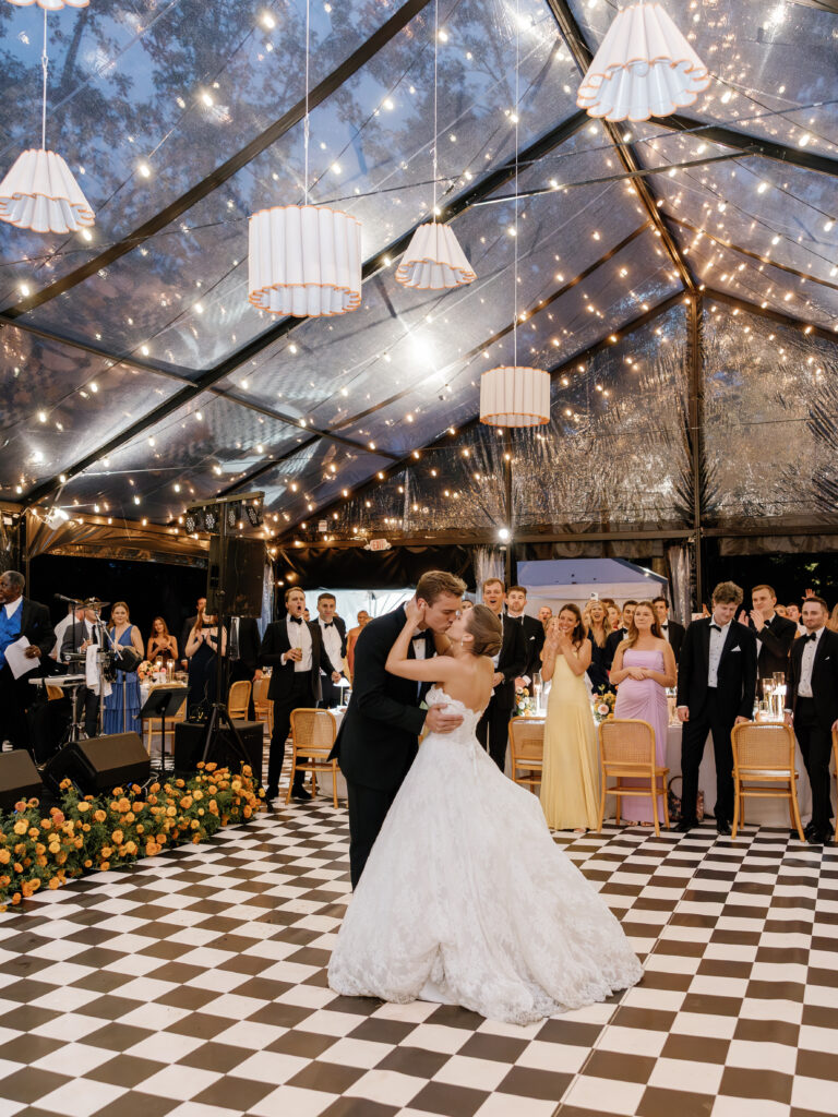 goodstone inn wedding, tented wedding, virginia wedding, luxury wedding, luxury wedding planner, orange wedding, outdoor wedding, reception, tented reception, black navitrac tent, wedding reception, bride and groom