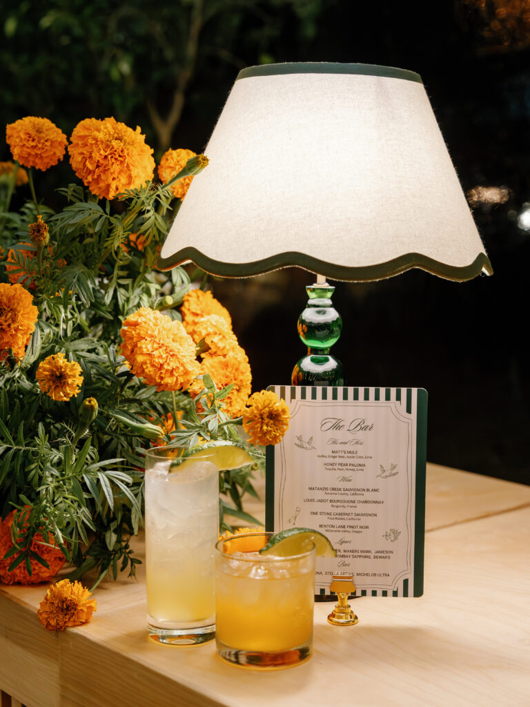 goodstone inn wedding, tented wedding, virginia wedding, luxury wedding, luxury wedding planner, orange wedding, outdoor wedding, reception, tented reception, black navitrac tent, wedding reception, wedding bar sign, signature cocktails, wedding bar decor