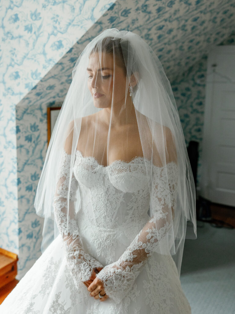 goodstone inn wedding, tented wedding, virginia wedding, luxury wedding, luxury wedding planner, orange wedding, bride, veil, blusher