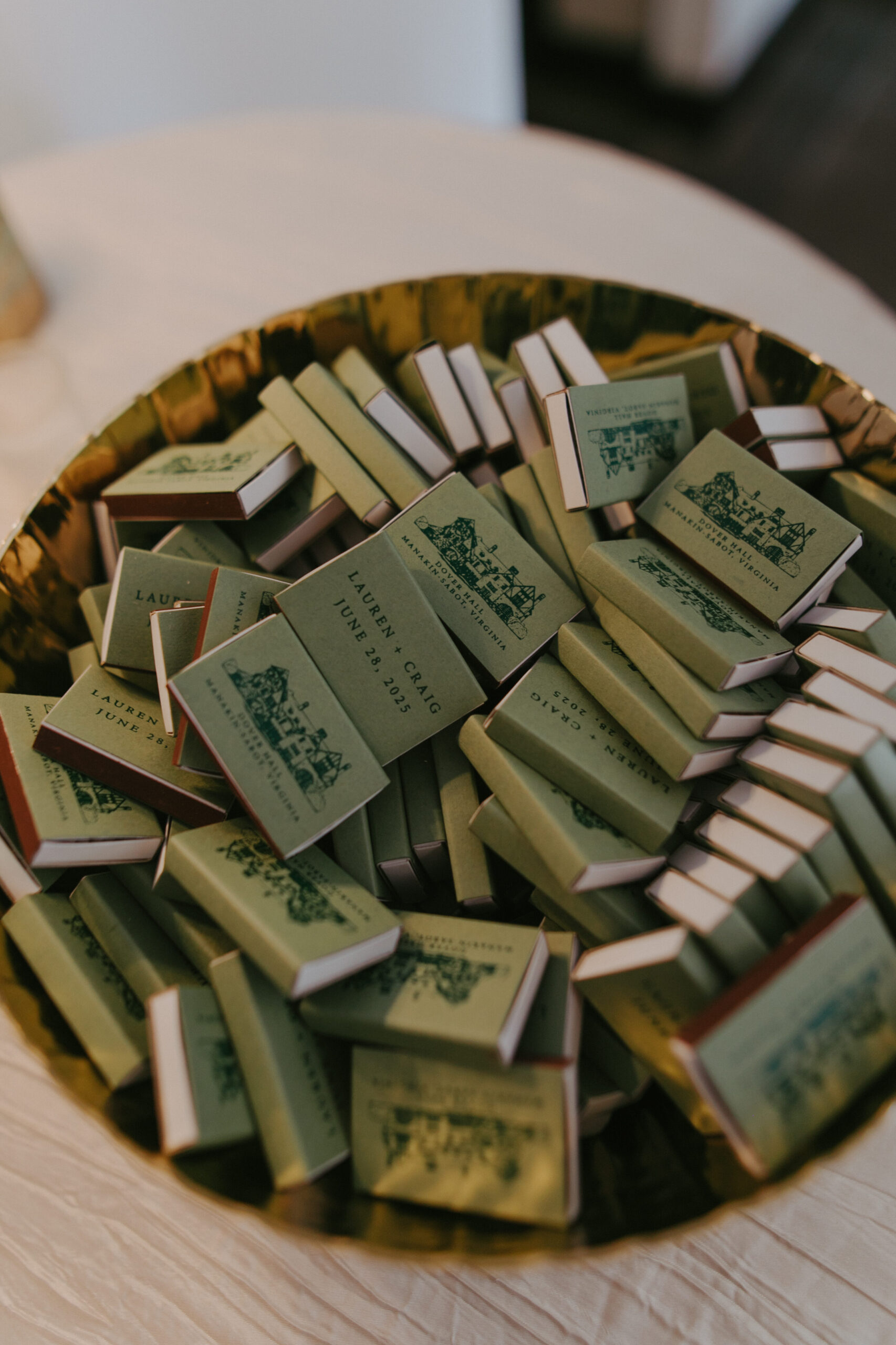 wedding favors, wedding matches, wedding venue match boxes, virginia wedding planner, richmond wedding venue, dover hall wedding, outdoor wedding, al fresco wedding