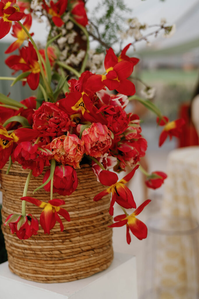 red florals, red tulips, italy inspired wedding, wedding industry event